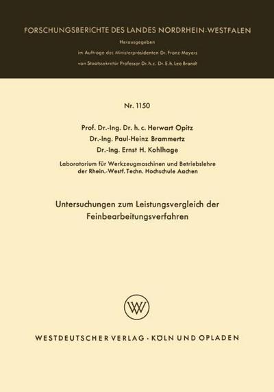 Untersuchungen zum Leistungsvergleich der Feinbearbeitungsverfahren