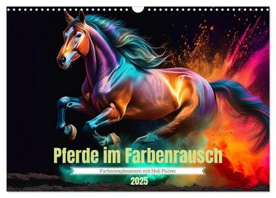 Pferde im Farbenrausch (Wandkalender 2025 DIN A3 quer), CALVENDO Monatskalender