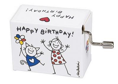 Spieluhr Happy Birthday Motiv Girl and Cat