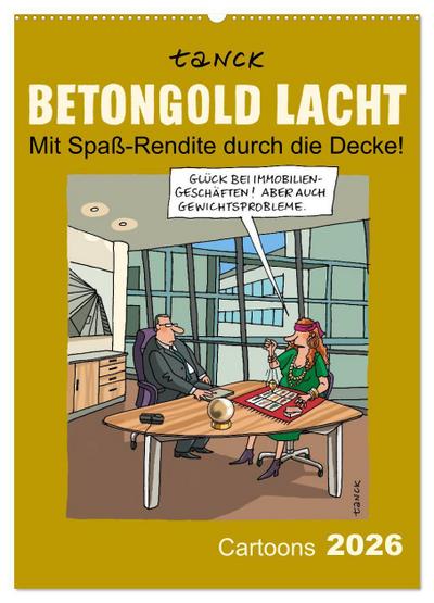 Betongold lacht - Cartoons (Wandkalender 2026 DIN A2 hoch), CALVENDO Monatskalender