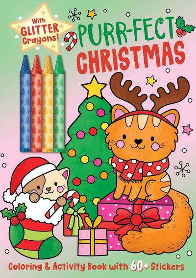 Purr-Fect Christmas Coloring & Activity Book with 60+ Stickers and Glitter Crayons