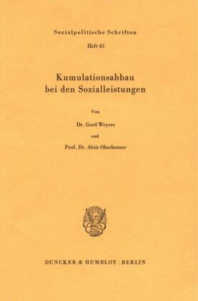 Kumulationsabbau bei den Sozialleistungen.