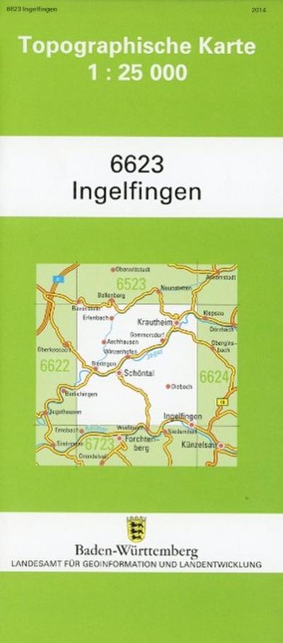 Topographische Karte Baden-Württemberg Ingelfingen