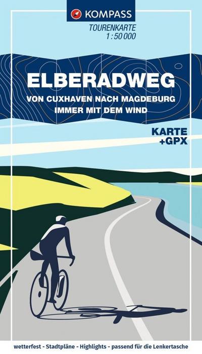 KOMPASS Fahrrad-Tourenkarte Elberadweg von Cuxhaven nach Magdeburg 1:50.000 