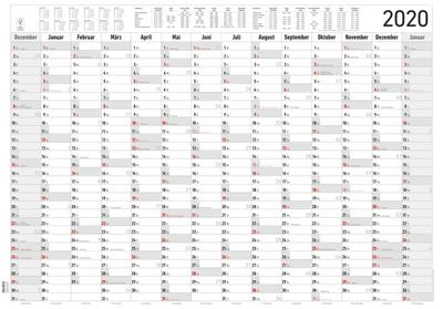 Jahresplaner XXL - 14 Monate 2020 - Wandkalender - Plakatkalender (121 x 77) - Jahresübersicht - Ferienübersicht - Arbeitstagezählung