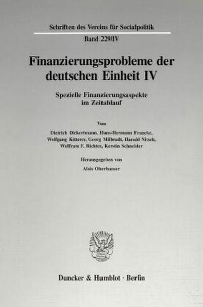 Finanzierungsprobleme der deutschen Einheit IV.
