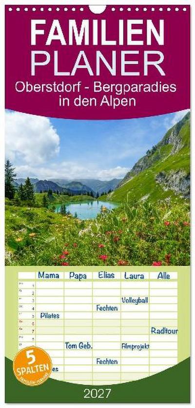 Familienplaner 2027 - Oberstdorf - Bergparadies in den Alpen mit 5 Spalten (Wandkalender, 21 x 45 cm) CALVENDO