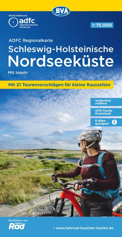 BVA ADFC Regionalkarte Schleswig-Holsteinische Nordseeküste mit Inseln 1:75.000