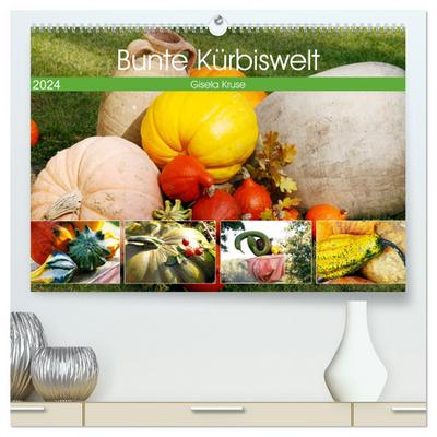 Bunte Kürbiswelt (hochwertiger Premium Wandkalender 2024 DIN A2 quer), Kunstdruck in Hochglanz