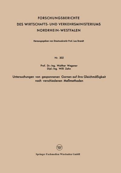 Untersuchungen von gesponnenen Garnen auf ihre Gleichmäßigkeit nach verschiedenen Meßmethoden