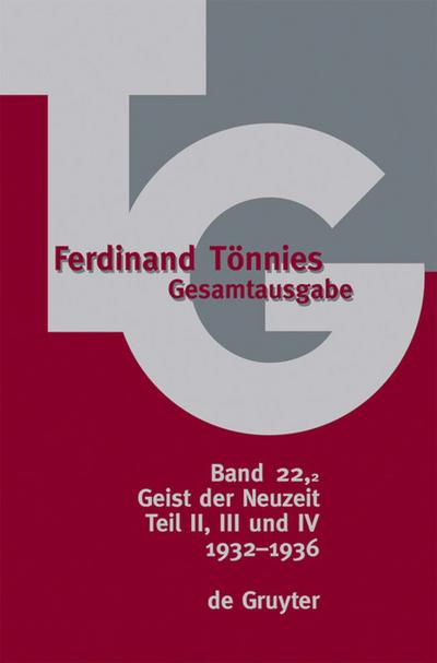 Ferdinand Tönnies: Gesamtausgabe (TG) 22: 1932-1936