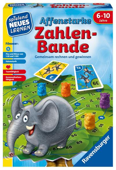 Ravensburger 24973 - Affenstarke Zahlen-Bande - Spielen und Lernen für Kinder, Spiel für Kinder von 6-10 Jahren, Spielend Neues Lernen für 1-6 Spieler