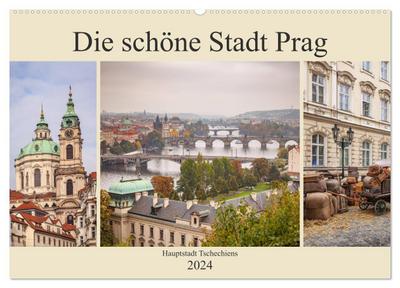 Die schöne Stadt Prag (Wandkalender 2024 DIN A2 quer), CALVENDO Monatskalender