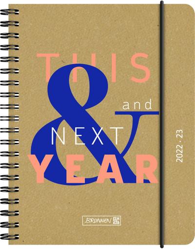 BRUNNEN 1071835133  Wochenkalender  Schülerkalender  2022/2023  "This&Next"  2 Seiten = 1 Woche  Blattgröße 12 x 16 cm   A6  Recyclingleder-Einband