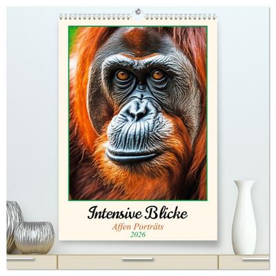 Intensive Blicke - Affen Porträts (hochwertiger Premium Wandkalender 2026 DIN A2 hoch), Kunstdruck in Hochglanz