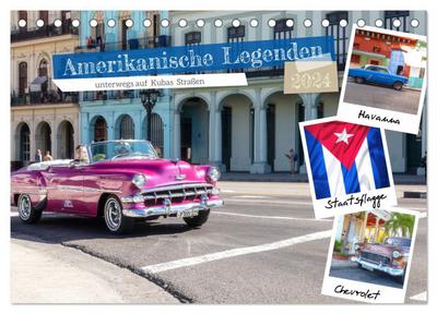 Amerikanische Legenden, unterwegs auf Kubas Straßen (Tischkalender 2024 DIN A5 quer), CALVENDO Monatskalender