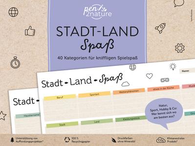 Stadt-Land-Spaß • 40 Kategorien für kniffligen Spielspaß: pen2nature: 100% Recyclingpapier - klimaneutrale Produktion - unterstützt Aufforstungsprojekte (pen2nature family)