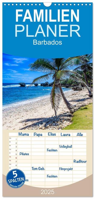 Familienplaner 2025 - Barbados mit 5 Spalten (Wandkalender, 21 x 45 cm) CALVENDO