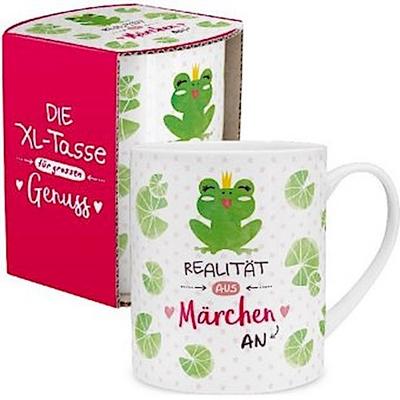 GRUSS & CO Die Geschenkewelt 46216 große XL Frosch-Königin und Spruch, mit Geschenk-Banderole, Porzellan, 60 cl Tasse
