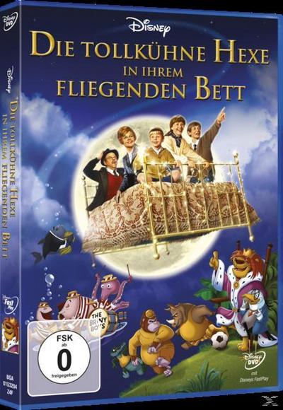Die tollkühne Hexe in ihrem fliegenden Bett