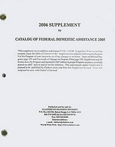 Supplement to Catalog of Federal Domestic Assistance 2005