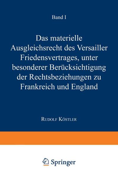 Das Materielle Ausgleichsrecht des Versailler Friedensvertrages