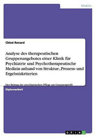 Analyse des therapeutischen Gruppenangebotes einer Klinik für Psychiatrie und Psychotherapeutische Medizin anhand von Struktur-, Prozess- und Ergebniskriterien