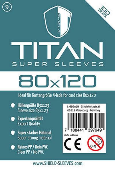 Shield Titan 9 - 100 Super Sleeves für Kartengröße 80 x 120