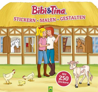 Bibi & Tina - Stickern, Malen, Gestalten. Mit 250 Stickern: Malbuch rund um den Martinshof. Stickerbuch für alle Pferde-Fans ab 4 Jahren