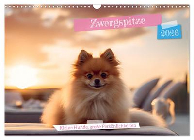 Zwergspitze - kleine Hunde, große Persönlichkeiten (Wandkalender 2026 DIN A3 quer), CALVENDO Monatskalender