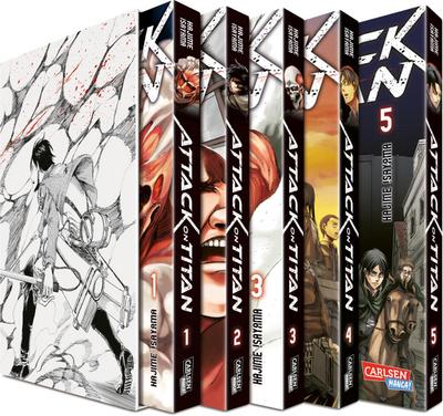 Attack on Titan, Bände 1-5 im Sammelschuber mit Extra