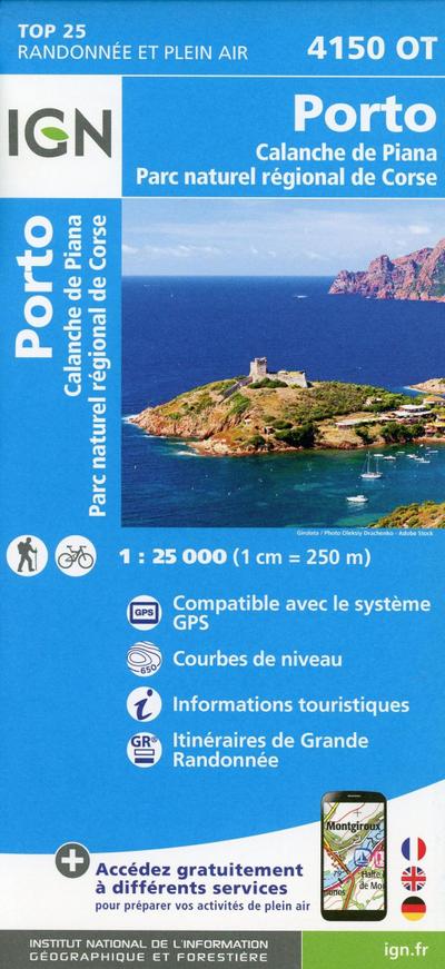 Porto Calanche de Piana Parc naturel régional de Corse 1 : 25 000