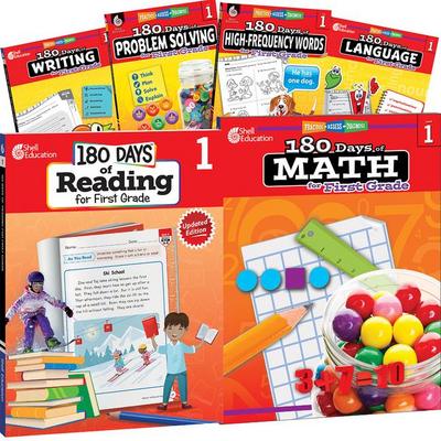 180 Days(tm) Reading, High-Frequency Words, Math, Problem Solving, Writing, & Language for Grade 1: 6-Book Set