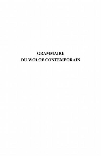 Grammaire du wolof contemporain