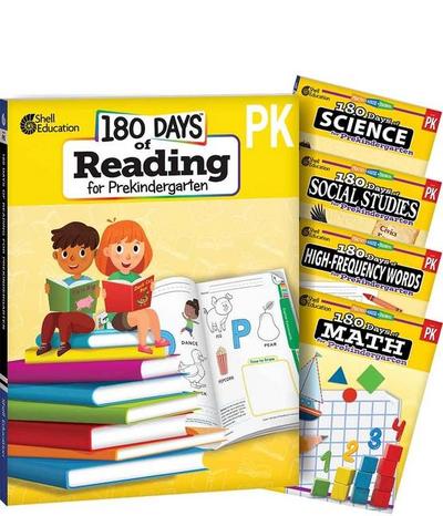 180 Days(tm) Reading, Math, High-Frequency Words Social Studies, and Science for Pre K 5- Book Set