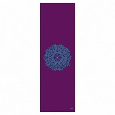 Yogamatte der LEELA COLLECTION, PVC-Matte mit Öko-Tex, aubergine, bedruckt mit türkisem Design-Print MANDALA, Sticky Mat