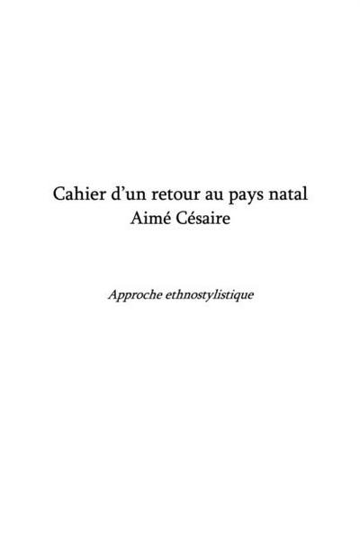 Cahier d’un retour au pays natal Aime Cesaire