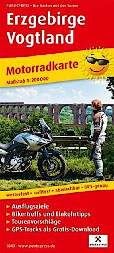 Motorradkarte Erzgebirge - Vogtland 1:200 000