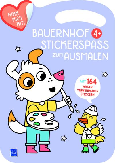 Bauernhof Stickerspaß zum Ausmalen 4+ (Cover violett, Hund), m. 164 Beilage