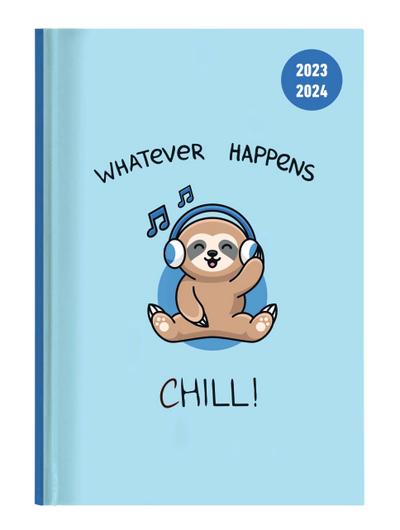 Collegetimer Chill! 2023/2024 - Schüler-Kalender A6 (10x15 cm) - Faultier - Day By Day - 352 Seiten - Terminplaner - Notizbuch - Alpha Edition