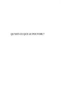 Qu’est-ce que le pouvoir?
