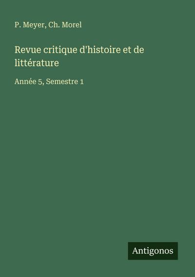 Revue critique d’histoire et de littérature