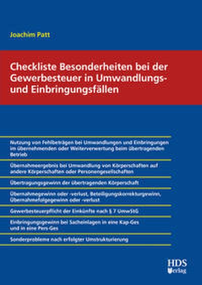 Checkliste Besonderheiten bei der Gewerbesteuer in Umwandlungs- und Einbringungsfällen