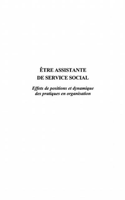 ETRE ASSISTANTE DE SERVICE SOCIAL