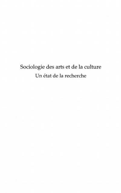 Sociologie des arts et de la culture