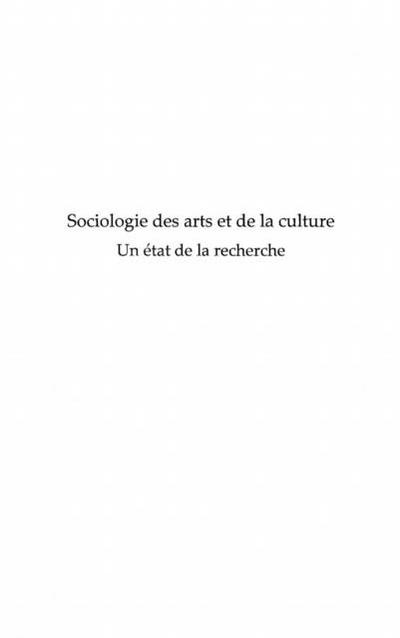 Sociologie des arts et de la culture