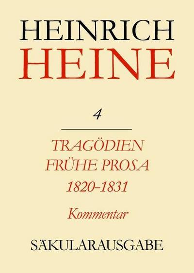 Heinrich Heine Säkularausgabe Tragödien. Frühe Prosa 1820-1831. Kommentar