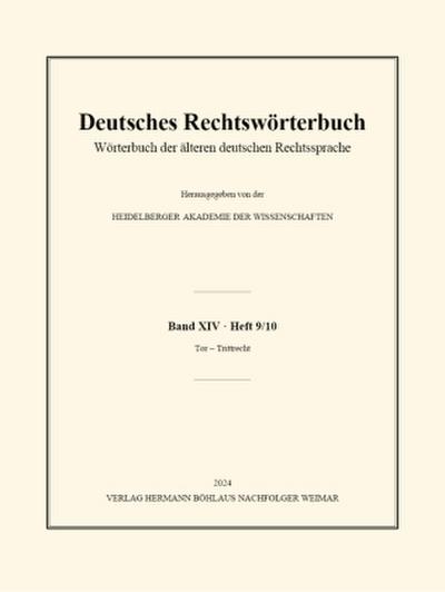 Deutsches Rechtswörterbuch Band XIV, Heft 9/10