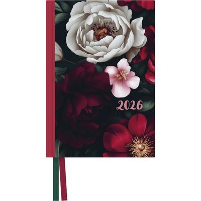 Dark Flowers Taschenkalender 2026 - Blumen-Design - Terminplaner mit Wochenkalendarium - Format 11,3 x 16,3 cm