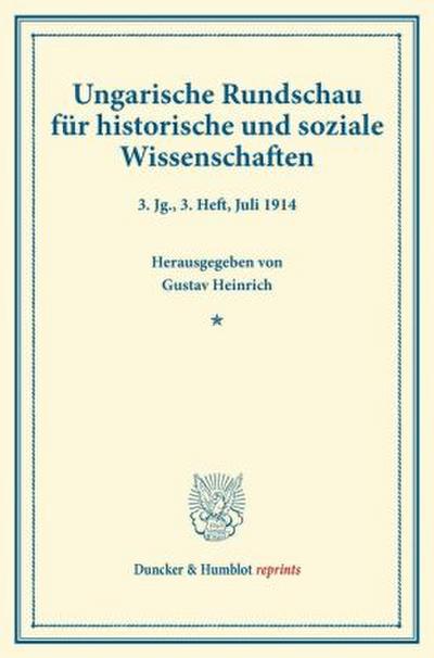 Ungarische Rundschau für historische und soziale Wissenschaften.